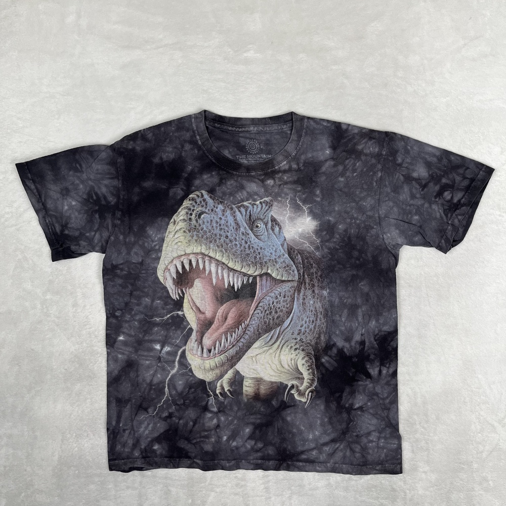 The Mountain T-Rex Dinosaur T-Shirt Youth XL Black Lightning Tie Dye Moab Giants